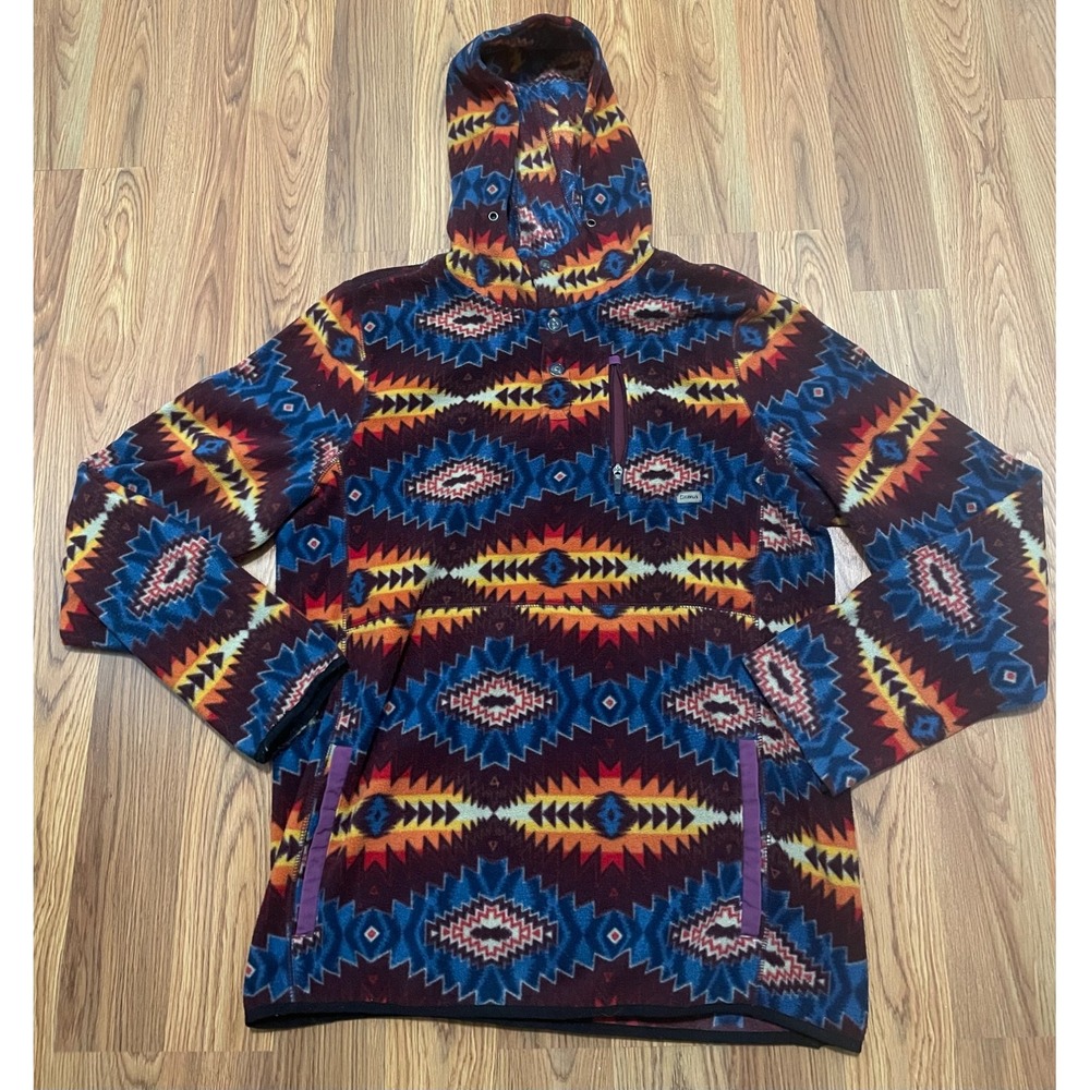 Dravus Fleece Jacket Mens Large Aztec Hooded Pullover Southwestern